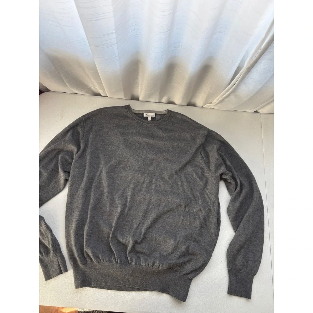 Peter Millar Mens XL Grey Merino Wool Silk Blend‎ Crewneck Sweater RN100308